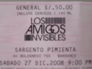 La entrada al concierto de Los Amigos Invisibles en Sargento Pimienta